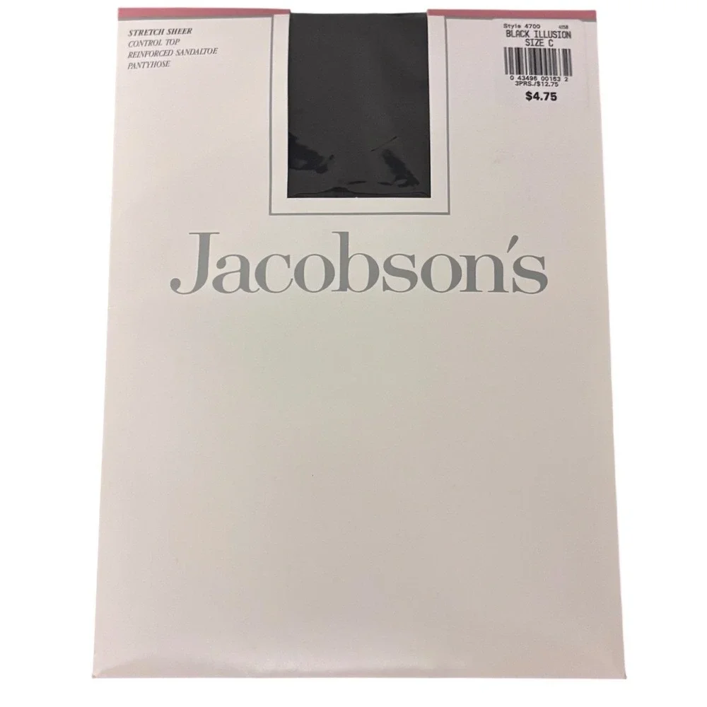 Jacobson's Vintage Black Illusion Stretch‎ Sheer Control Top Pantyhose Size C
